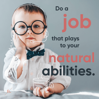 Boy playing desk job inspirational career job life quote. Inspirational work job life career quote; top tip for career and life success