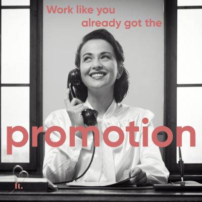 Woman 1950s working at a desk; phone job, receptionist job. Inspirational work job life career quote; top tip for career and life success